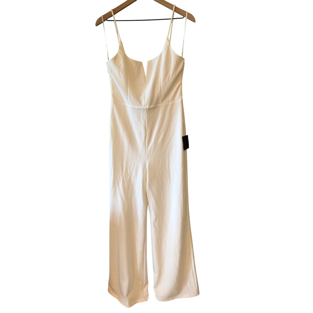 Lulus White Wide Leg Jumpsuit Womens M NWT Bridal‎ Wedding Shower Formal
